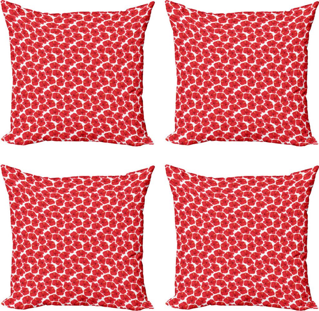 ABAKUHAUS Aloha Kissenbezug Set (4 Stück), Tropical Summer Flora Szene, Moderner Doppelseitiger Digitaldruck, 50 cm x 50 cm, Dunkler Coral Brown