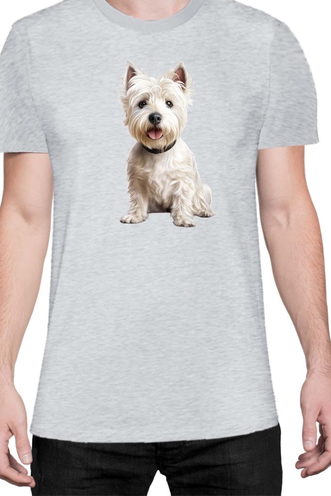 Herren T-Shirt Dogs Breeds West Highland White Terrier Dog Breed 006, Man 2XL / Grau