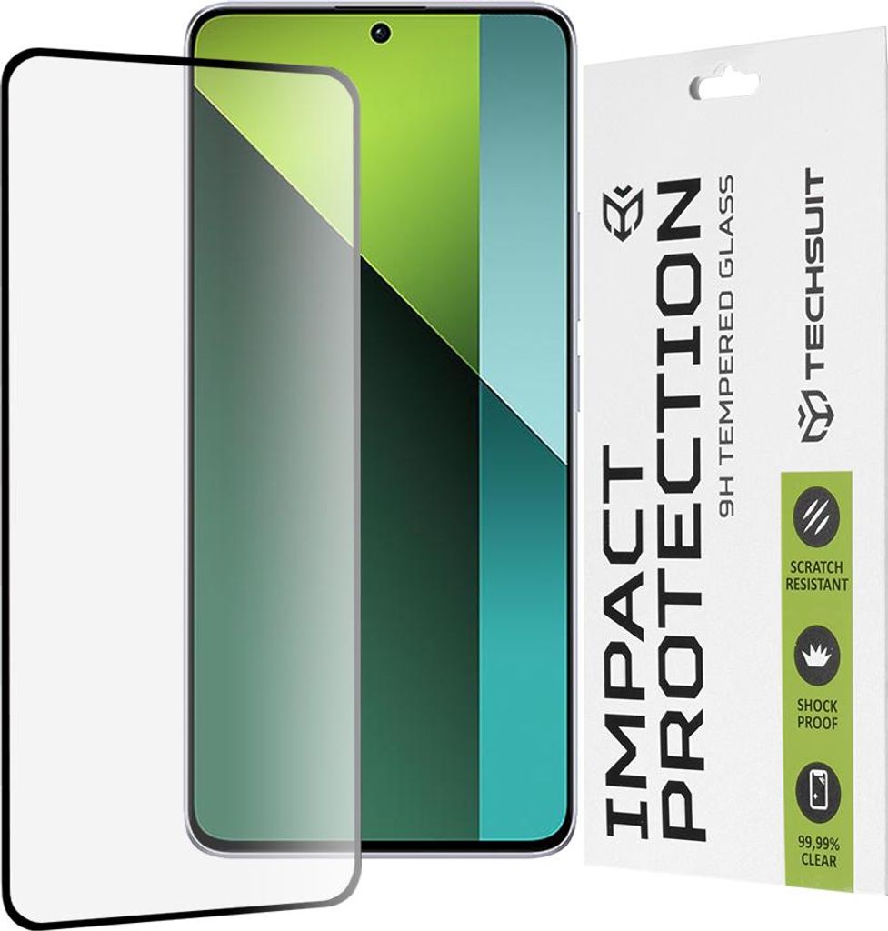 Techsuit Vollflächiges Schutzglas 111D für Xiaomi Redmi Note 13 Pro 5G / Poco X6 - Schwarz KP36617