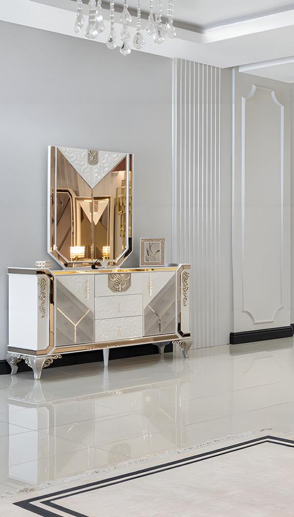 Schlafzimmer Set Bett 2x Nachttische Sitzbank Kleiderschrank Kommode Luxus 6tlg