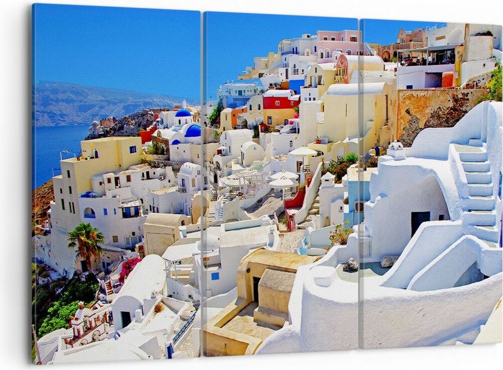 Bild auf Leinwand - Leinwandbild - Griechenland insel tourismus santorini - 105x70cm - Wand Bild - Wanddeko - Leinwanddruck - Bilder - Kunstdruck -...