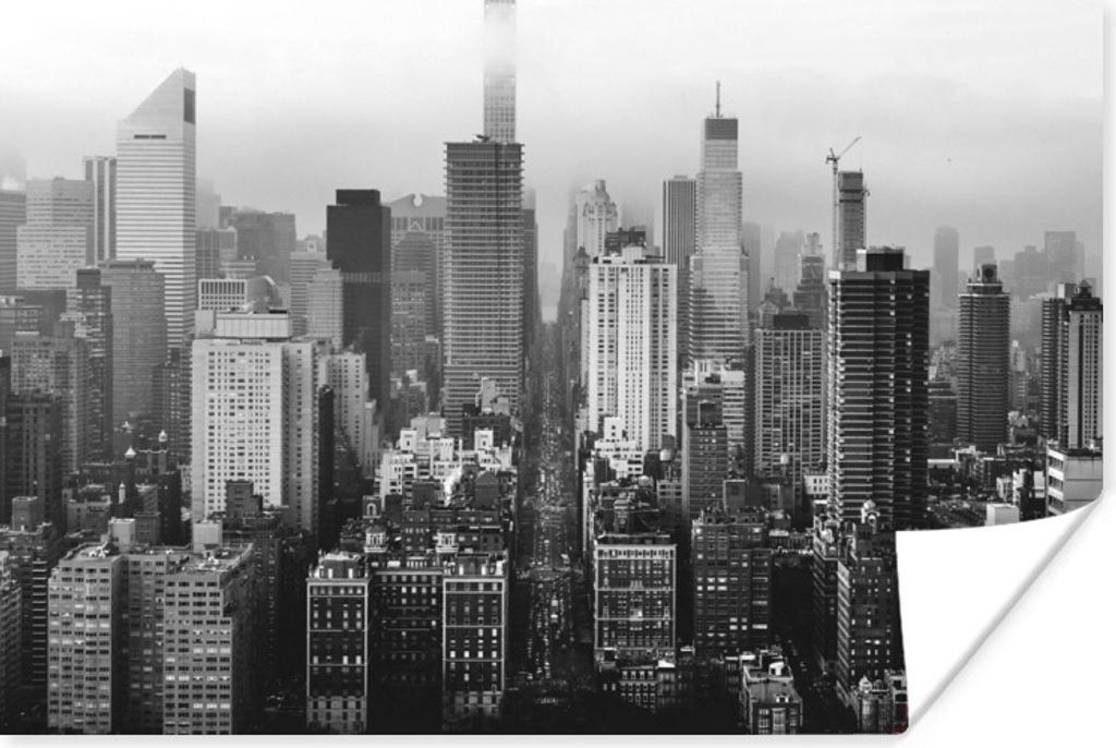 MuchoWow Poster Skyline von New York - schwarz und weiß 30x20 cm - Plakate - Print