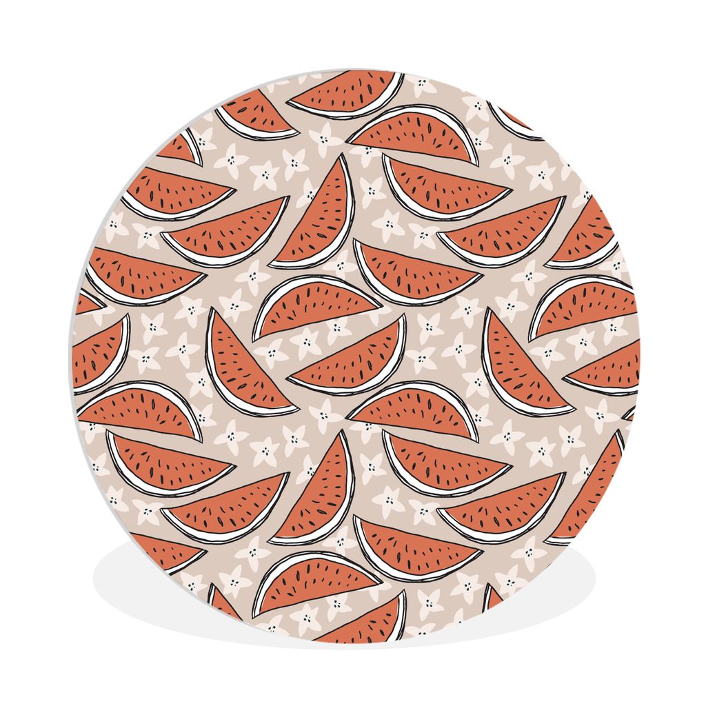 MuchoWow Rundes Wandbild - Runde Bilder Sommer - Wassermelone - Muster Ø 90 cm Kreis Wanddekoration Kunststoff - Wandkreis - Wandschmuck - Wand-...