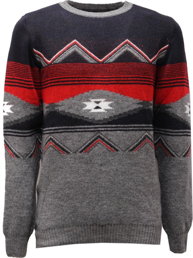 1468AG maglione uomo IMPERIAL grau/blau/rot Wollmischung Pullover Mann