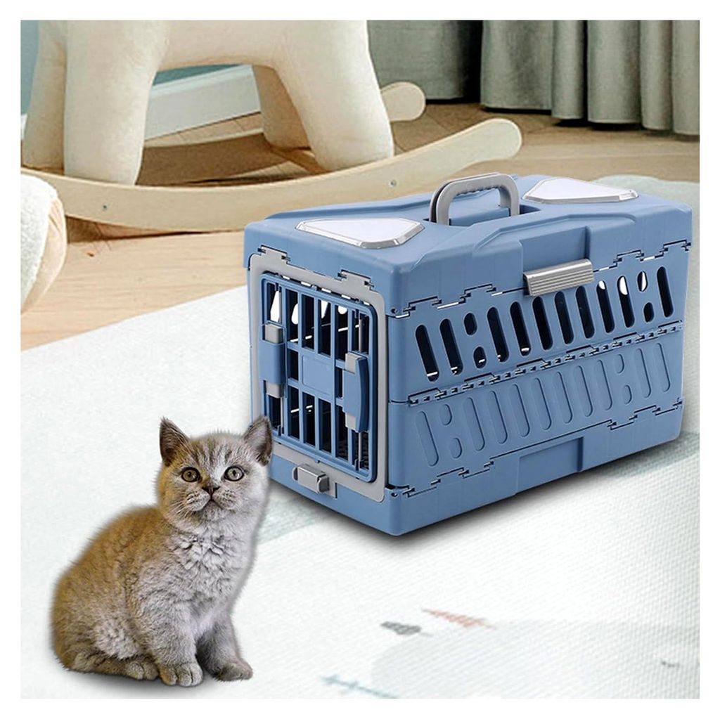 Katzentransportboxen - Zusammenklappbare und tragbare Transportbox in Käfigform | Kleine Tragbox für Haustiere mit Griff | Für Kätzchen und Wel...
