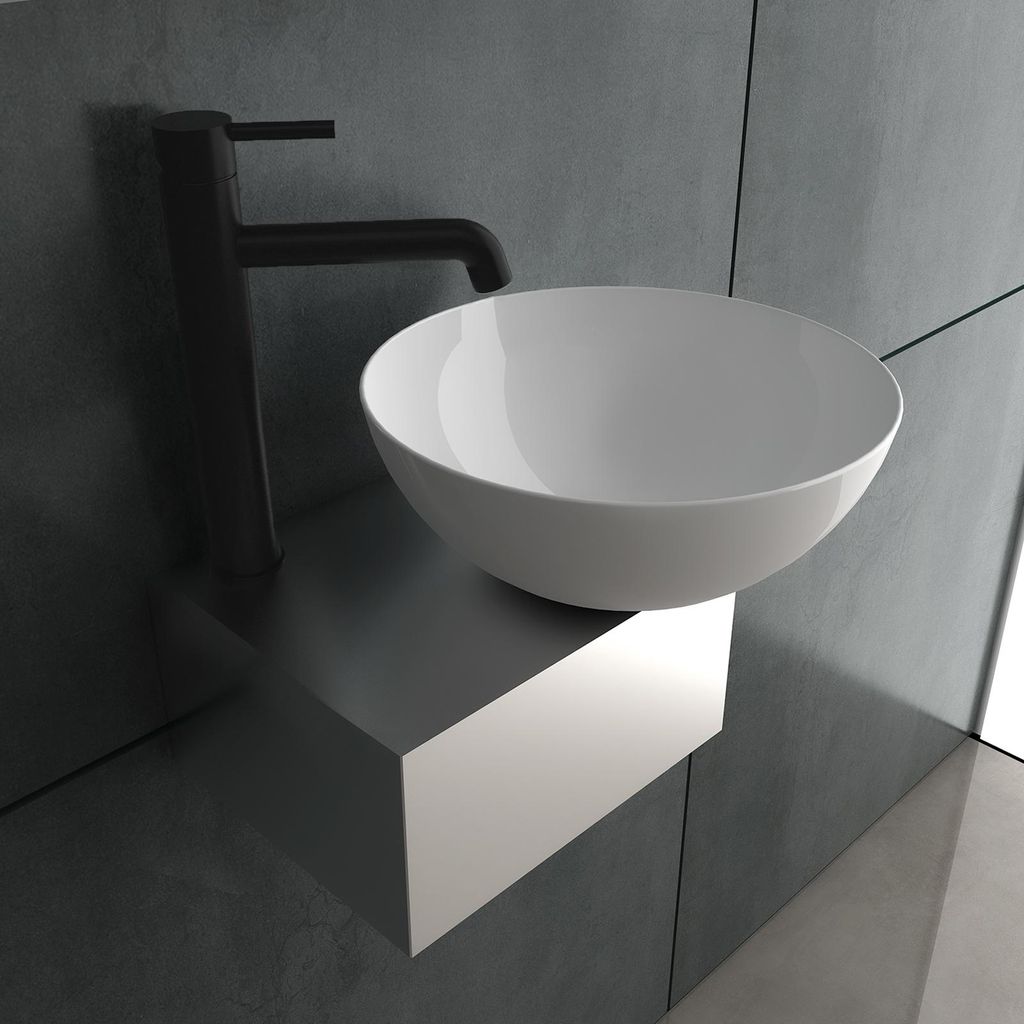 Alpenberger Mini Waschbecken ohne Hahnloch | Bathroom Sink Waschtisch | Waschschale Handwaschbecken Weiß | Hängewaschbecken mit Keramikversiegelu...