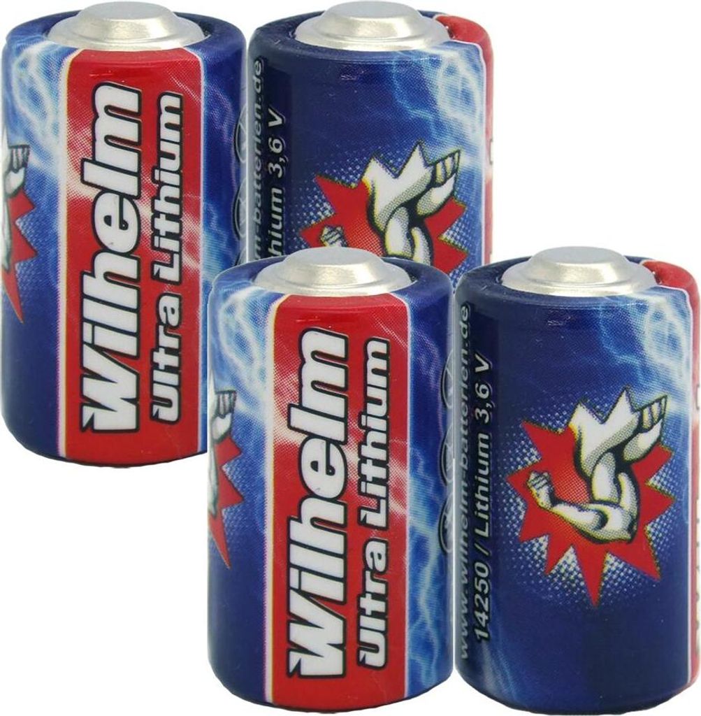 4 x Wilhelm ER14250 LS14250 Batterie 1/2 AA Lithium 3,6V 1200 mAh Li-SOCl2