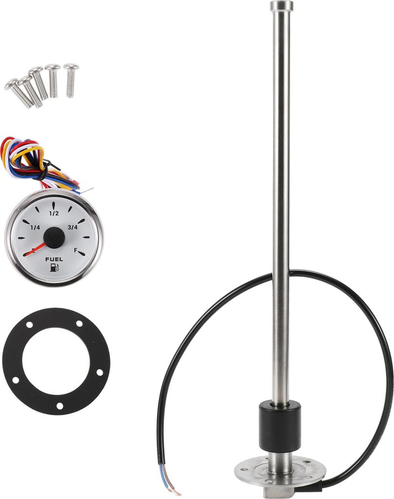 Kraftstoff-Sendeinheit und Messgerätesatz Boot Kraftstoff-Sendeinheit Marine-Kraftstoff-Sender Metall 13,46" 1 Satz Silber Schwarz Weiß 0-190 Ohm