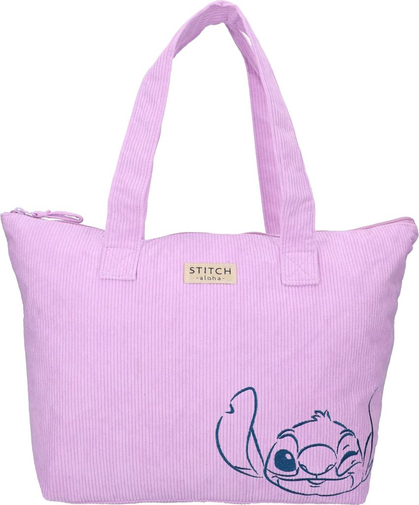 Vadobag Shopper Stitch Tasche lila Cord Stoff geräumige Schultertasche
