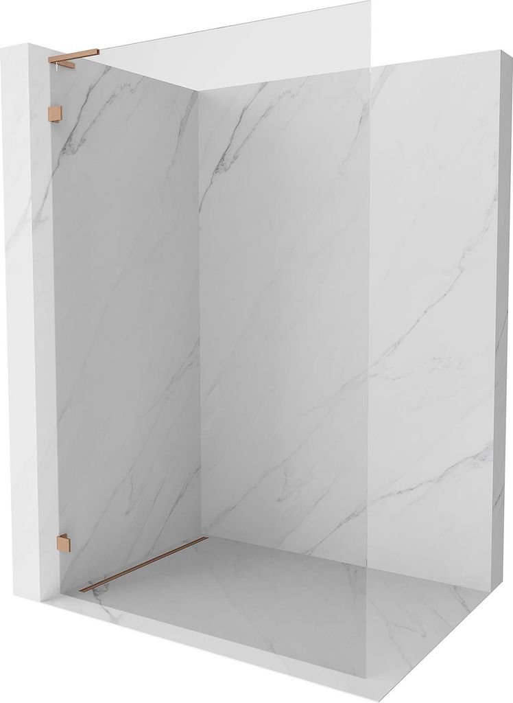 Mexen Lunar L Duschwand Walk-in links 80 x 200 cm, transparent 8 mm, gebürstetes Kupfer - 830L-080-000-65-00-L