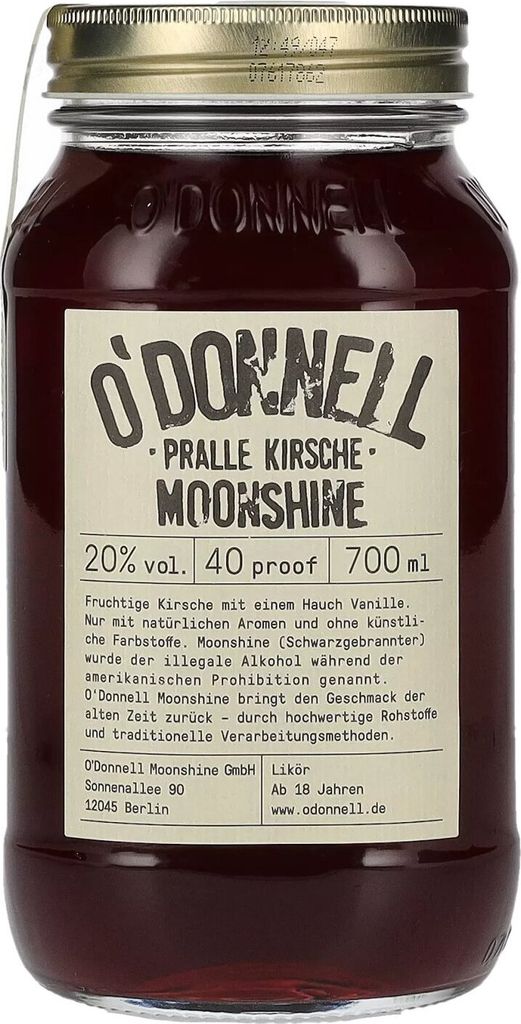 O'Donnell Moonshine PRALLE KIRSCHE Likör 20% Vol. 0,7l Produktbild 