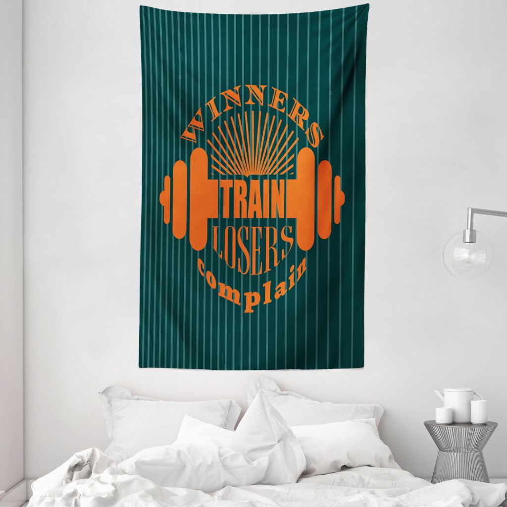 ABAKUHAUS Fitness Wandteppich und Tagesdecke, Winners Losers Wörter aus Weiches Mikrofaser Stoff Waschbar ohne Verblassen Digitaldruck, 140 x 230 ...
