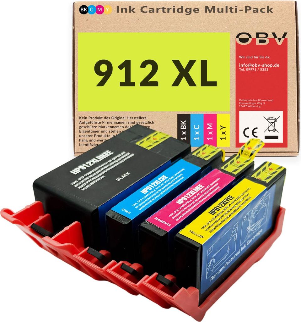 Kompatible Druckerpatrone für HP OfficeJet 8010 8020 als Ersatz für 912XL 4er Set - 825 Seiten - H-912XL-SETEE