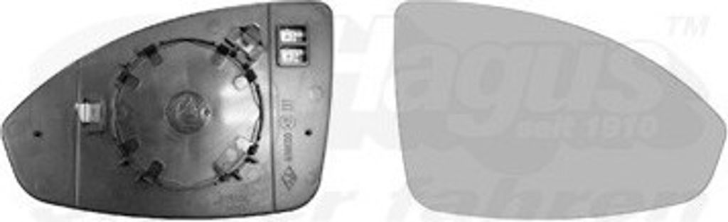VAN WEZEL Spiegelglas Außenspiegel Rechts für CHEVROLET CRUZE (J300) Konvex Beheizbar 0820838