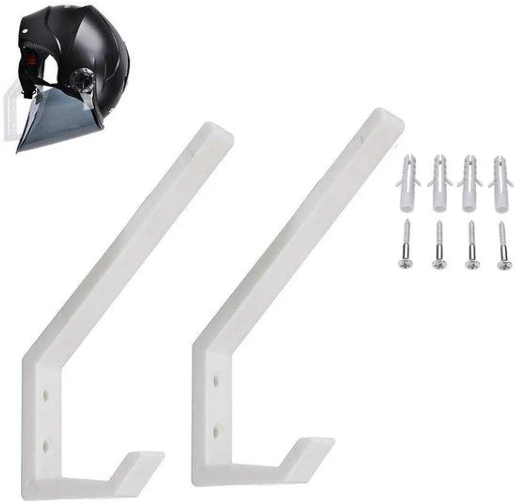 Support de casque moto mural en tissu protecteur blanc - Lot de 2