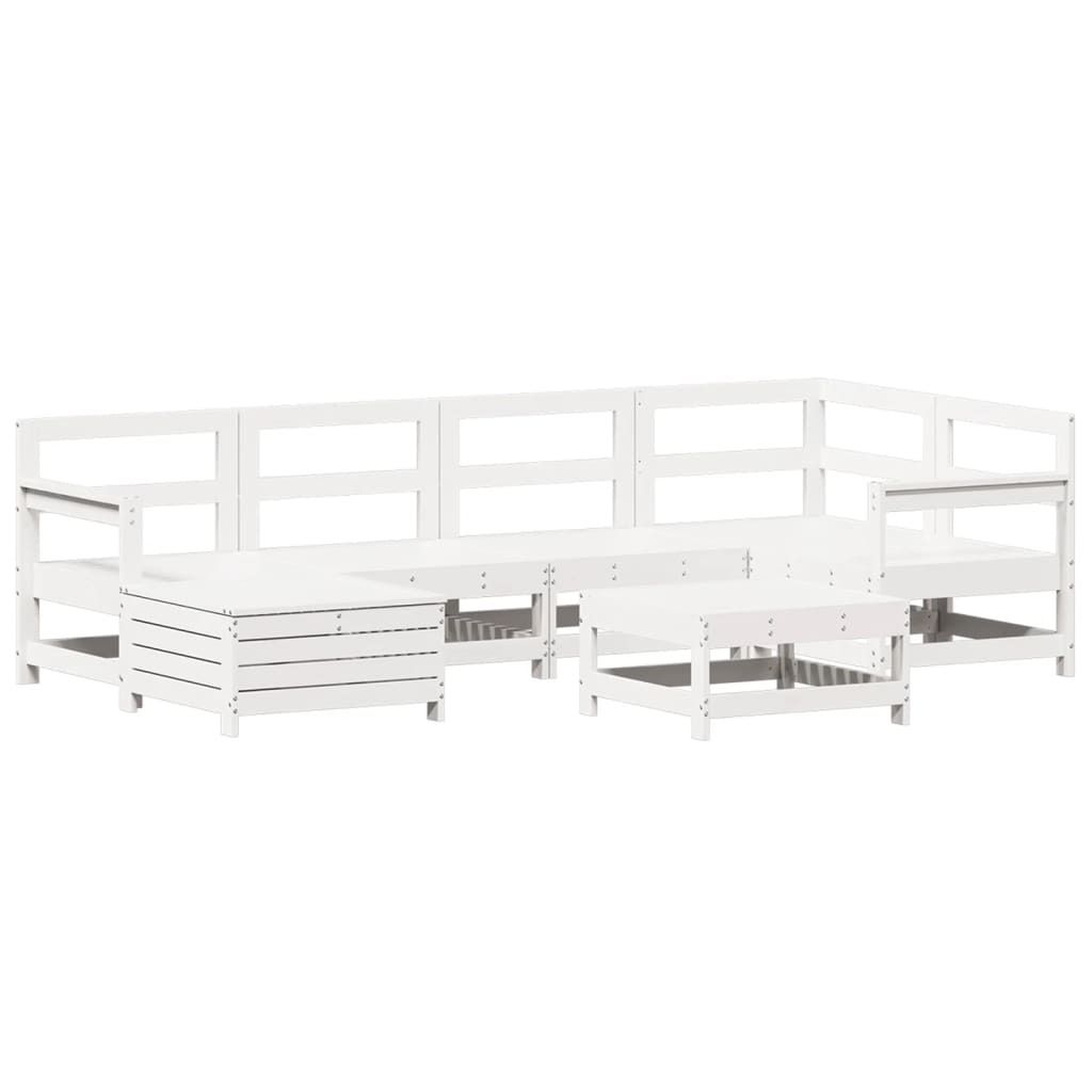 7-tlg. Garten-Sofagarnitur Weiß Massivholz Kiefer Produktbild 