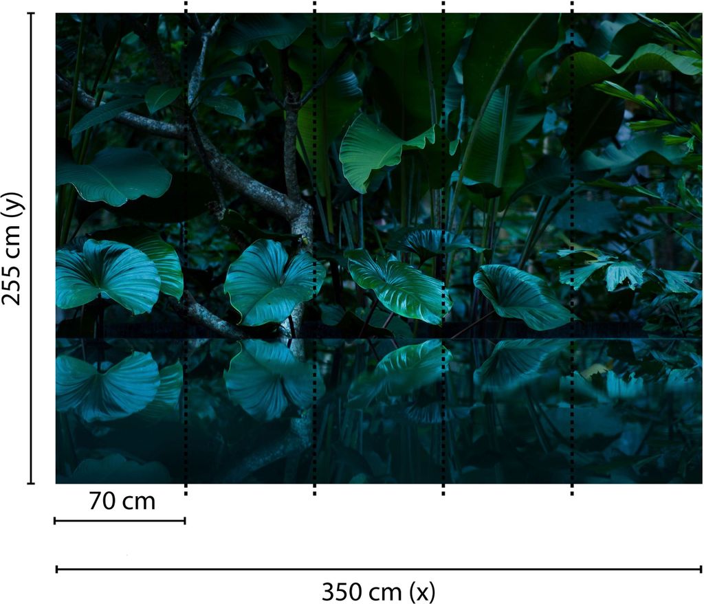 Tadessi Fototapete | Palmen | 3.50 m x 2.55 m | Grün | | Wandbild | Digitaldruck