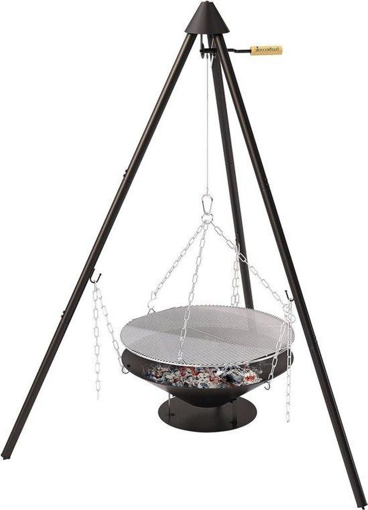 Portable Holzkorb-Grill mit Trageeimer - 60x60x166cm