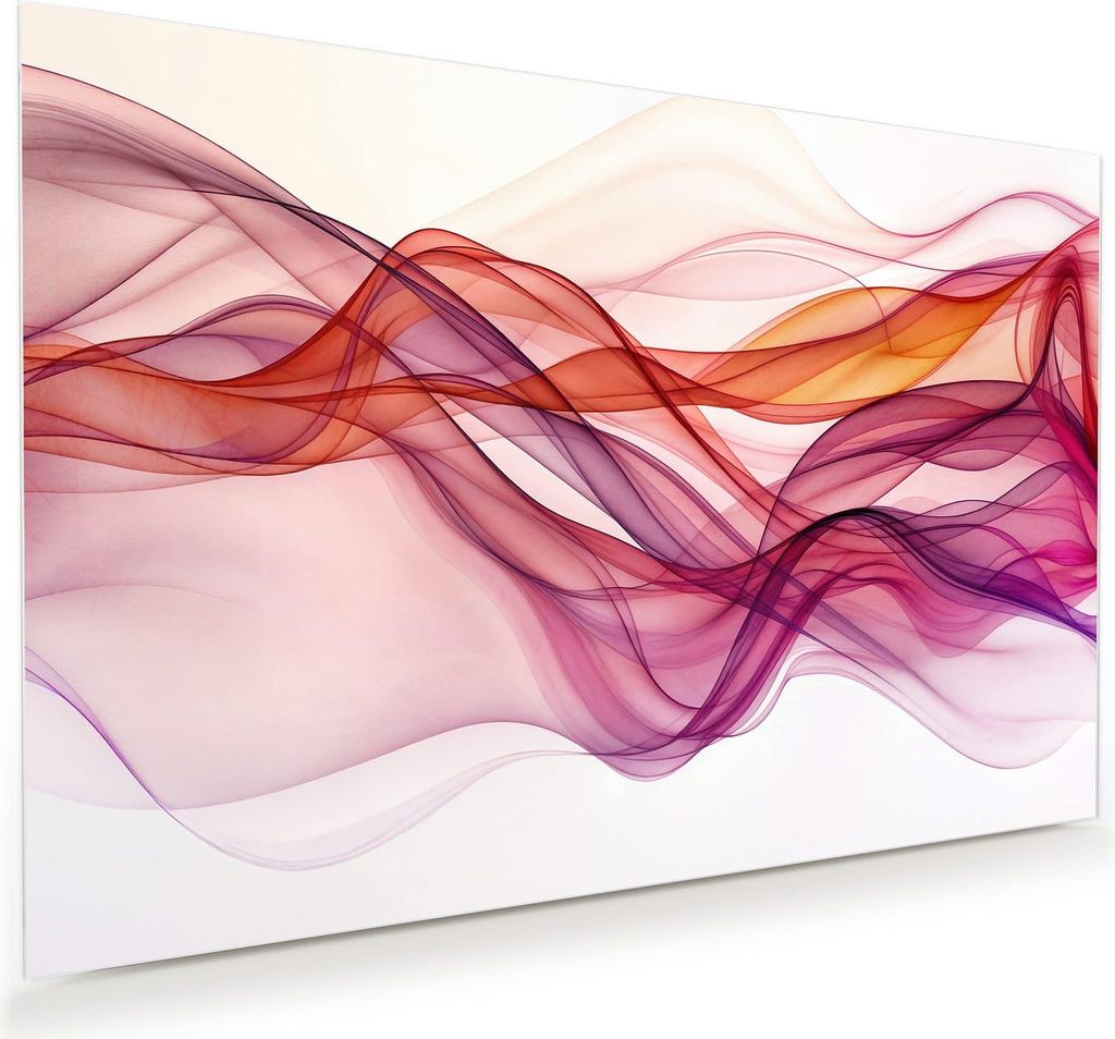 Glasbild 90x60cm in XXL für Wohnzimmer, Schlafzimmer Motiv Farbige Schleier