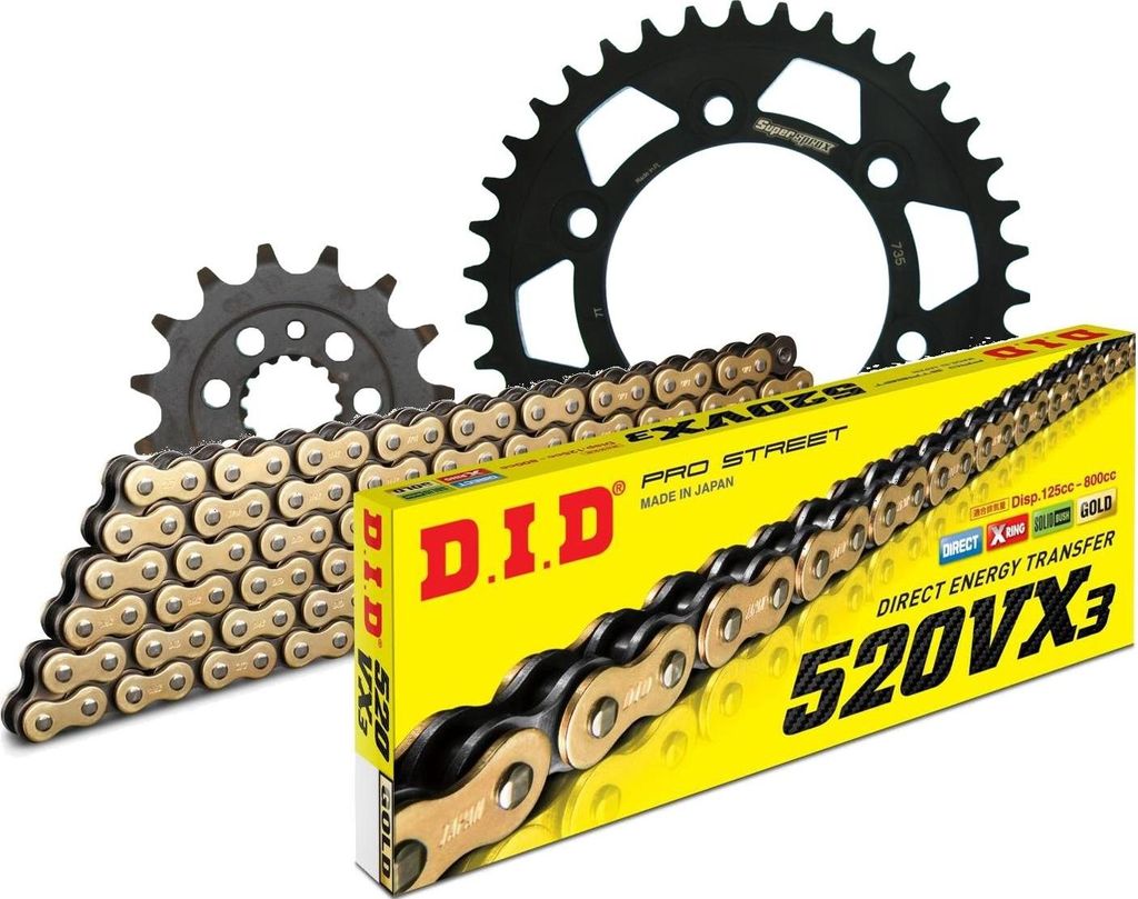 Kit Stahl passend für DUCATI 600 Monster 94-94/750 Monster ... 15-38-098 DID520VX3(G&B) Niet