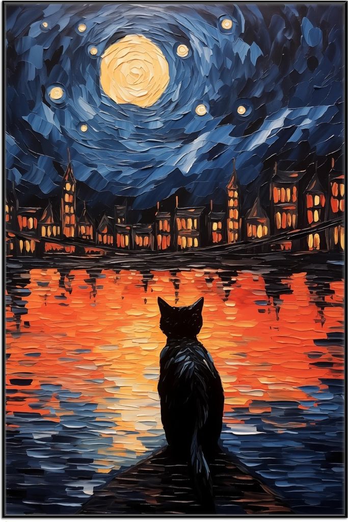Wallario Wandbild Blick eines Nachtwächters, Größe: 61 x 91,50 cm, Poster mit schwarzem Aluminiumrahmen