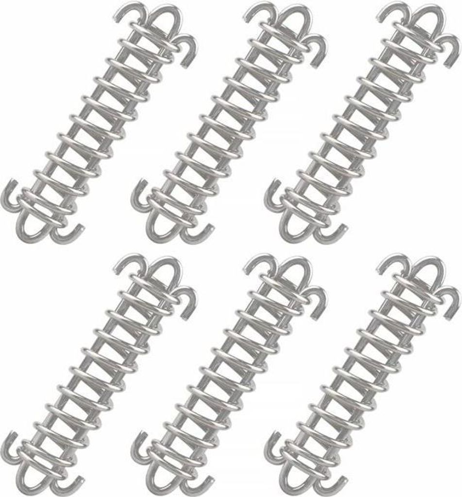 6 Stück robuste Zeltseilschnallen aus Edelstahl mit Federseil für Planen, Zelte und Metallgitter YYV