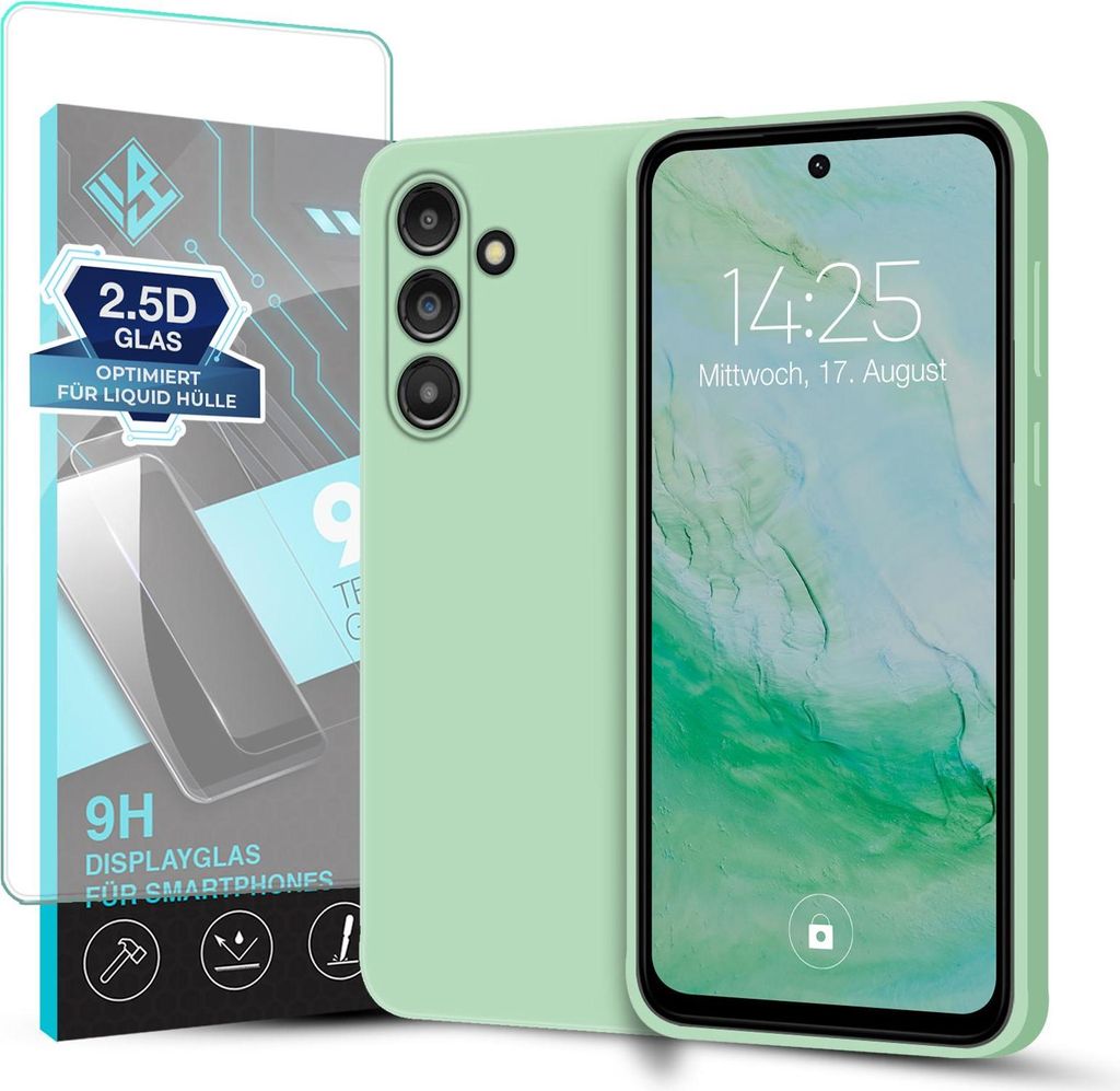 Hülle für Samsung Galaxy S23+ mit 9H Displayglas Displayschutz Plus Case Cover Bumper Silikon Softgrip Schutzhülle Farbe: Türkis