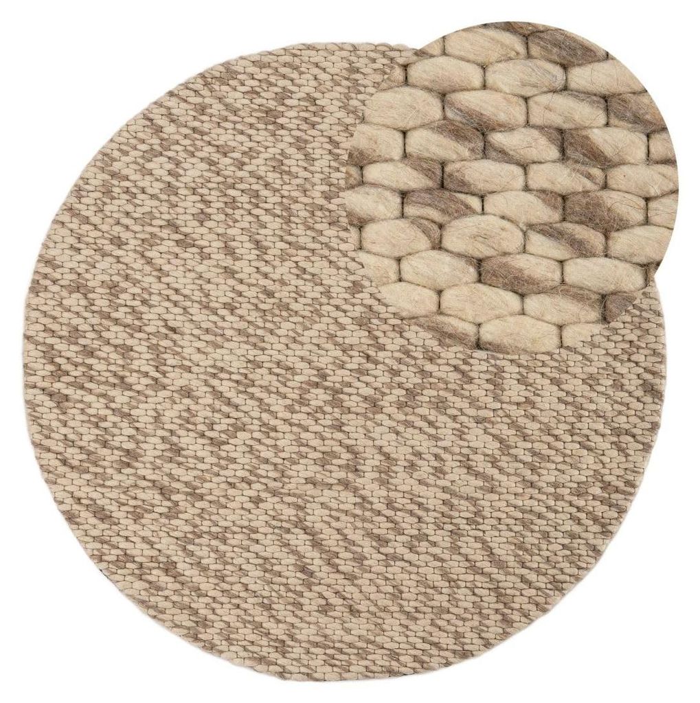 Wollteppich Sina weicher handweb Teppich Natur Rund Produktbild 