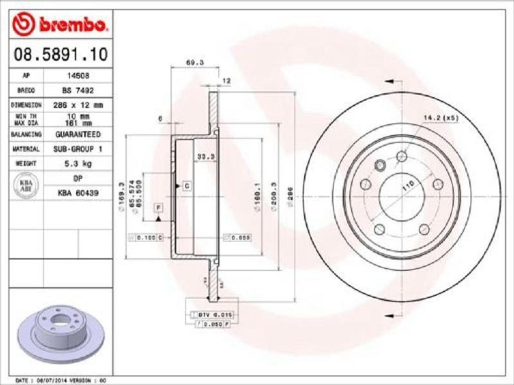 BREMBO Bremsscheiben (2 Stück) Hinterachse 08.5891.10