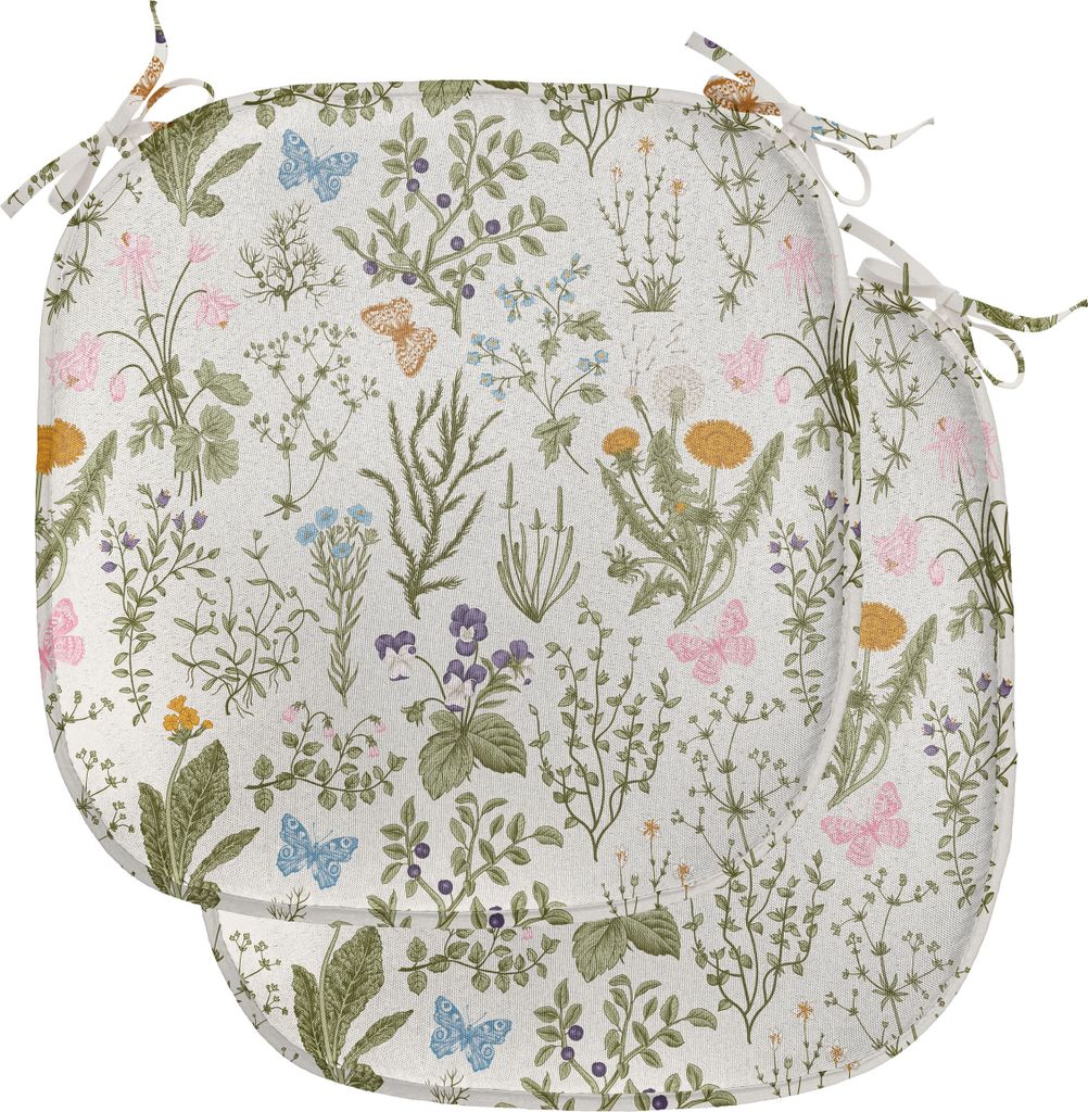 ABAKUHAUS Blumen Polster für Esszimmerstühle, Vintage Garden Plants, Dekoratives wasserfestes Kissen mit Riemen für Küchensitze, 40 cm x 40 cm-...