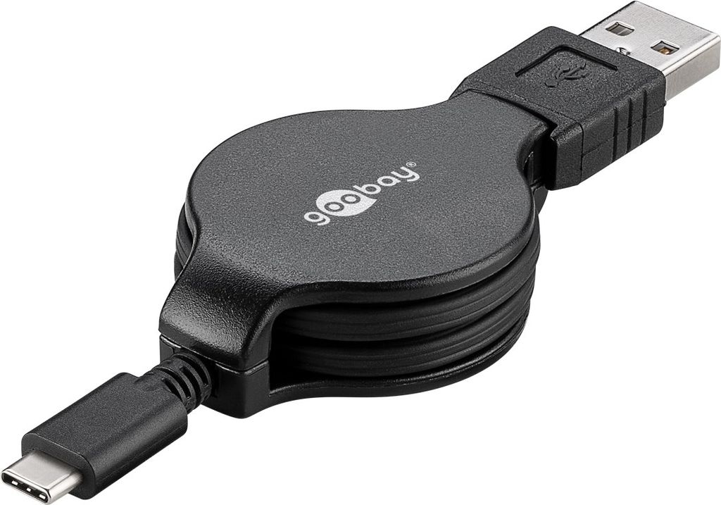goobay USB 2.0 A/USB C Kabel 1,0 m schwarz, 1 St. Produktbild 
