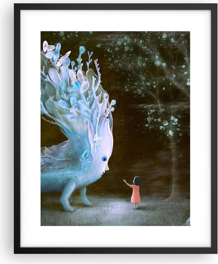 Gerahmtes Poster - Schwarzer Rahmen - Monster Kind Fee - 40x50 cm - Wand Bild - Wanddeko - Wandbilder - Kunstposter - Wandposter - Bilderrahmen - B...