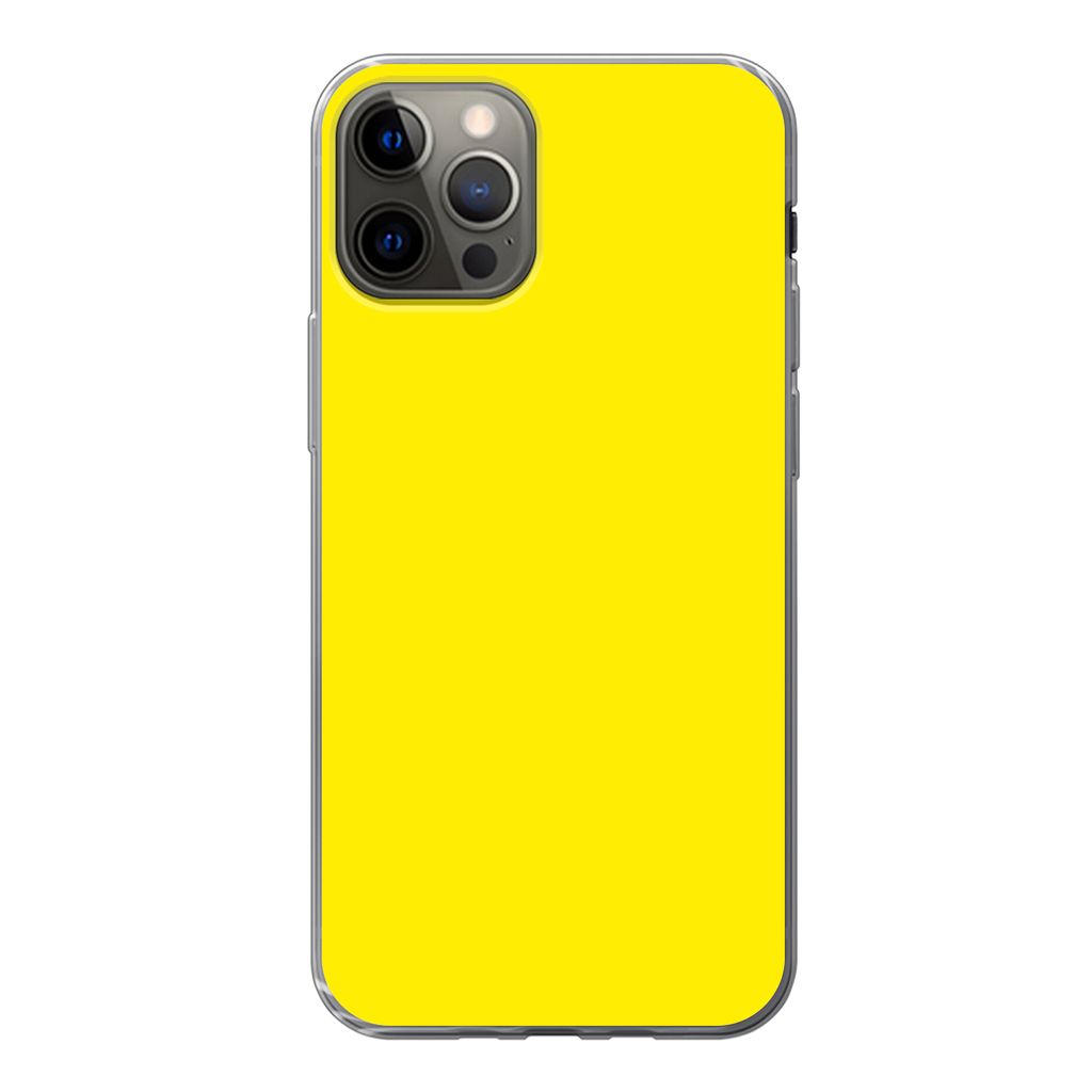 MuchoWow Handyhülle Schutzhülle Hülle für iPhone 12 Pro Gelb - Zitrone - Neon - Farben Silikon Softcase Handy Hülle - Abdeckung