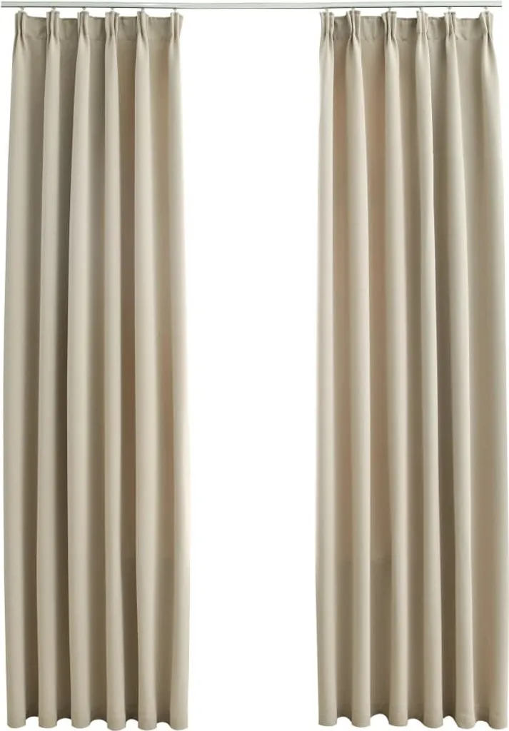 vidaXL Tende oscuranti con ganci 2 pz. Beige 140x225cm