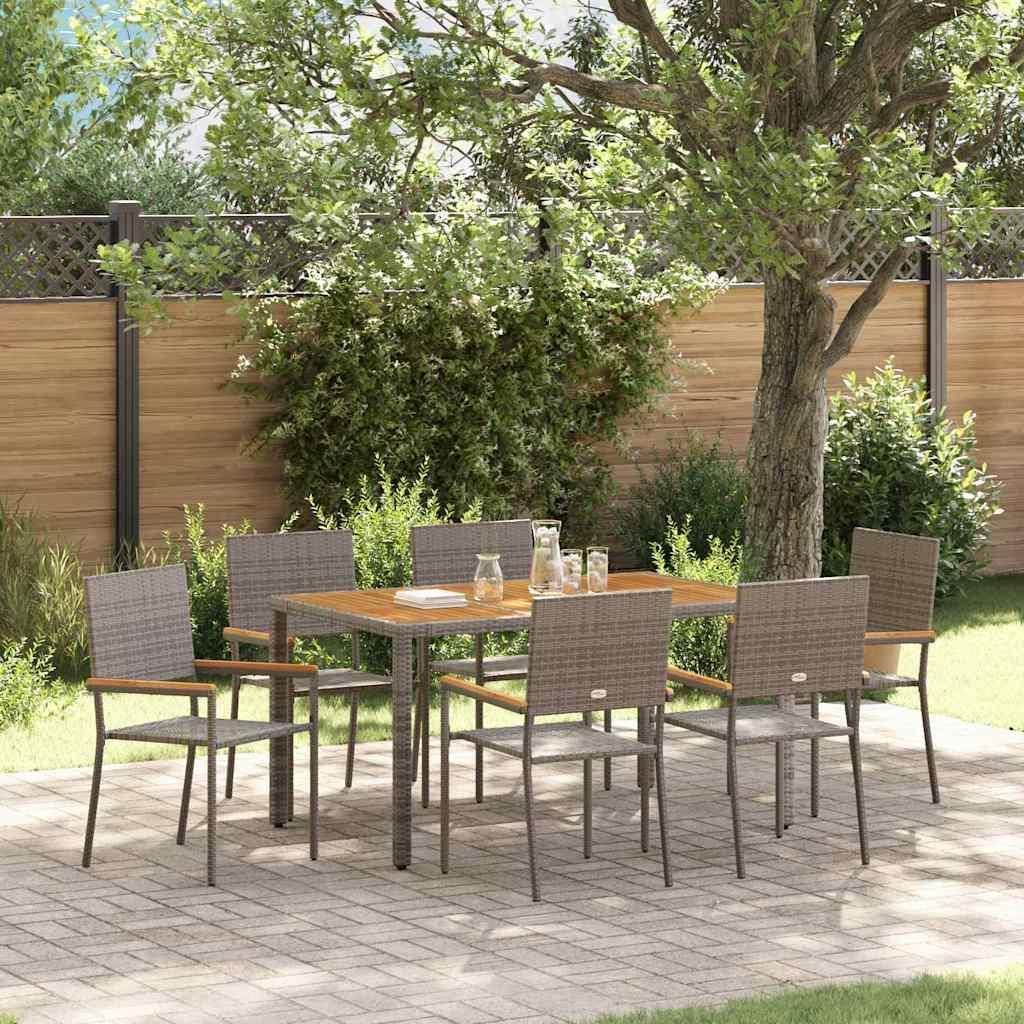 Möbel Garten Essgruppe 7 pcs Grau 150 x 90 x 75 cm Poly-Rattan - Gartenstühle 3365409