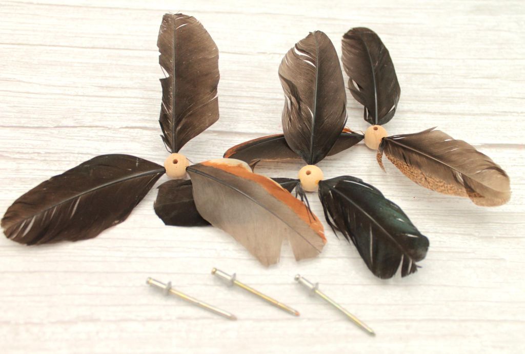 Ersatzfedern Propeller für Vogel Möwen Windspiel aus echten Federn, 14 cm Ø, 3 Stück mit Popniet zur Befestigung