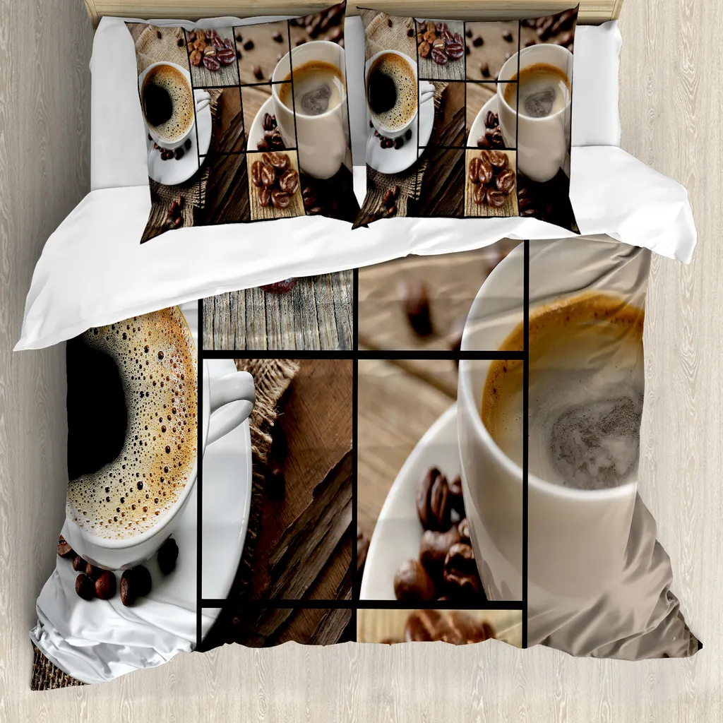 ABAKUHAUS Copripiumino Marrone Caffè 155x220 - Set Letto Antiacaro