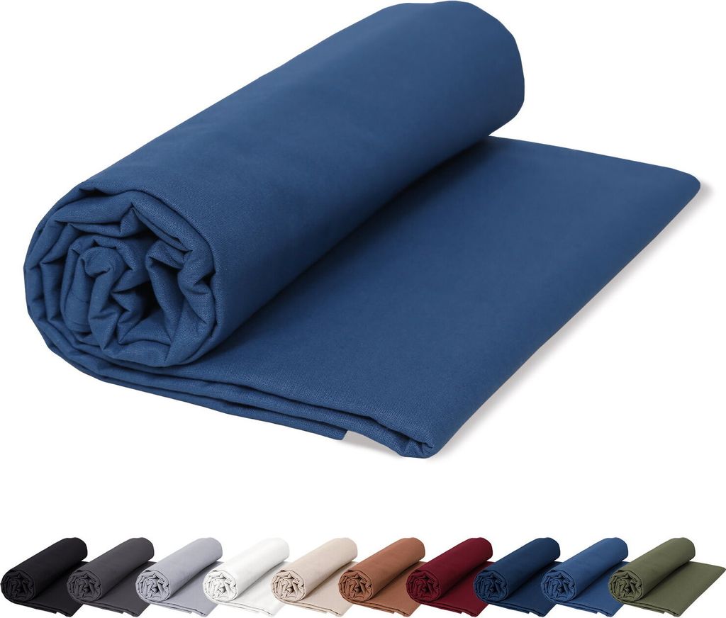 Renforce Bettlaken ohne Gummizug 160x200 cm Haustuch 100% Baumwolle Betttuch Hotel Leintuch, in Farbe: Jeans