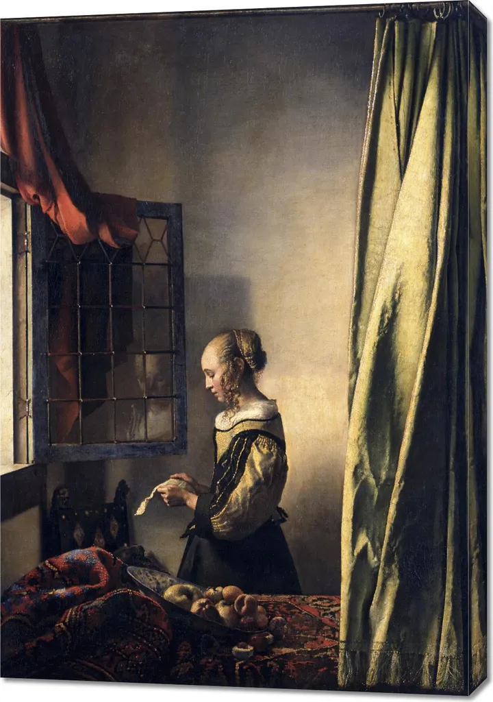 Ambiance Cosy Salon avec Tableau Vermeer Fille lisant une lettre Art