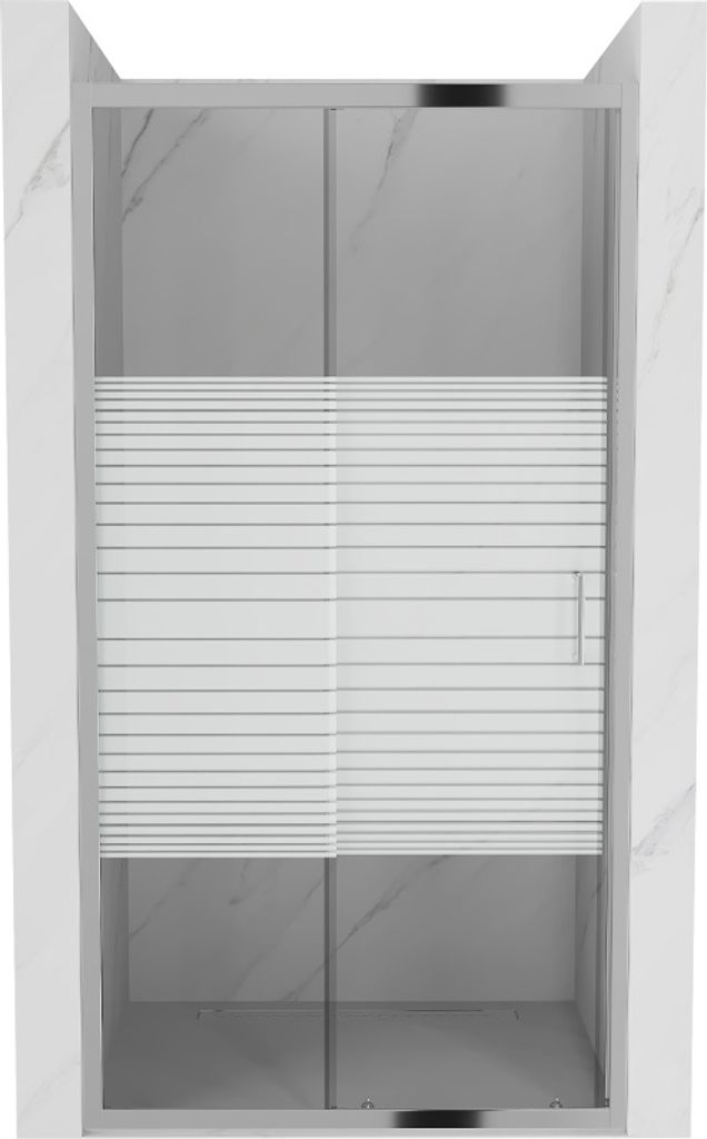 Mexen Apia Porte de douche pliante 115 cm, Rayures, Chrome Image du produit 