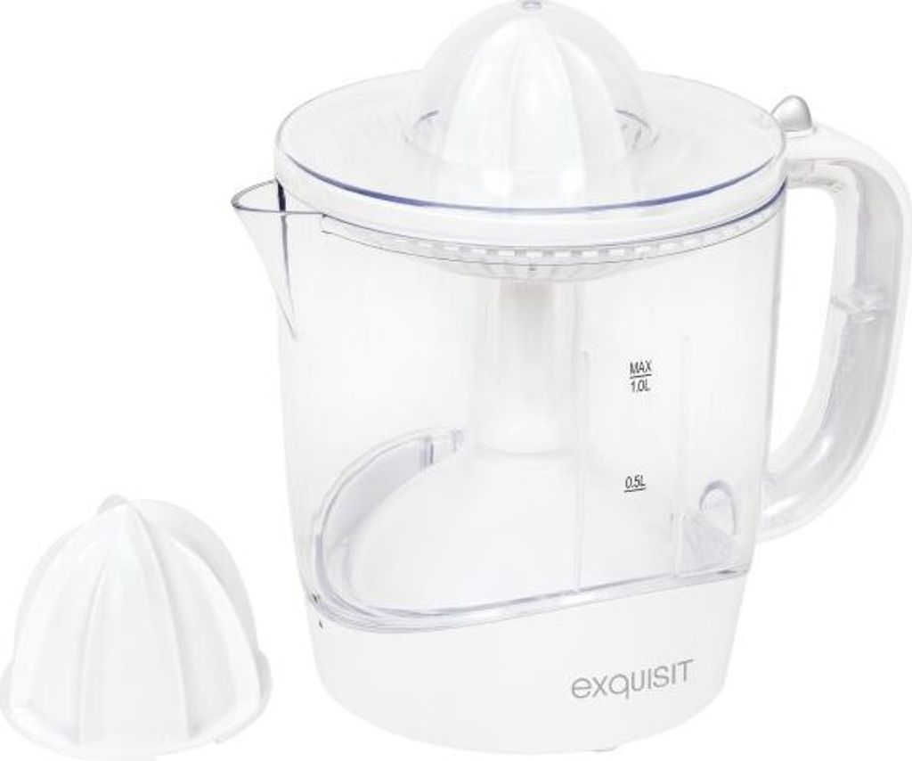Exquisit ZP 3001 wet Zitruspresse | 1 L Fassungsvermögen | 2 Presskegel | weiß