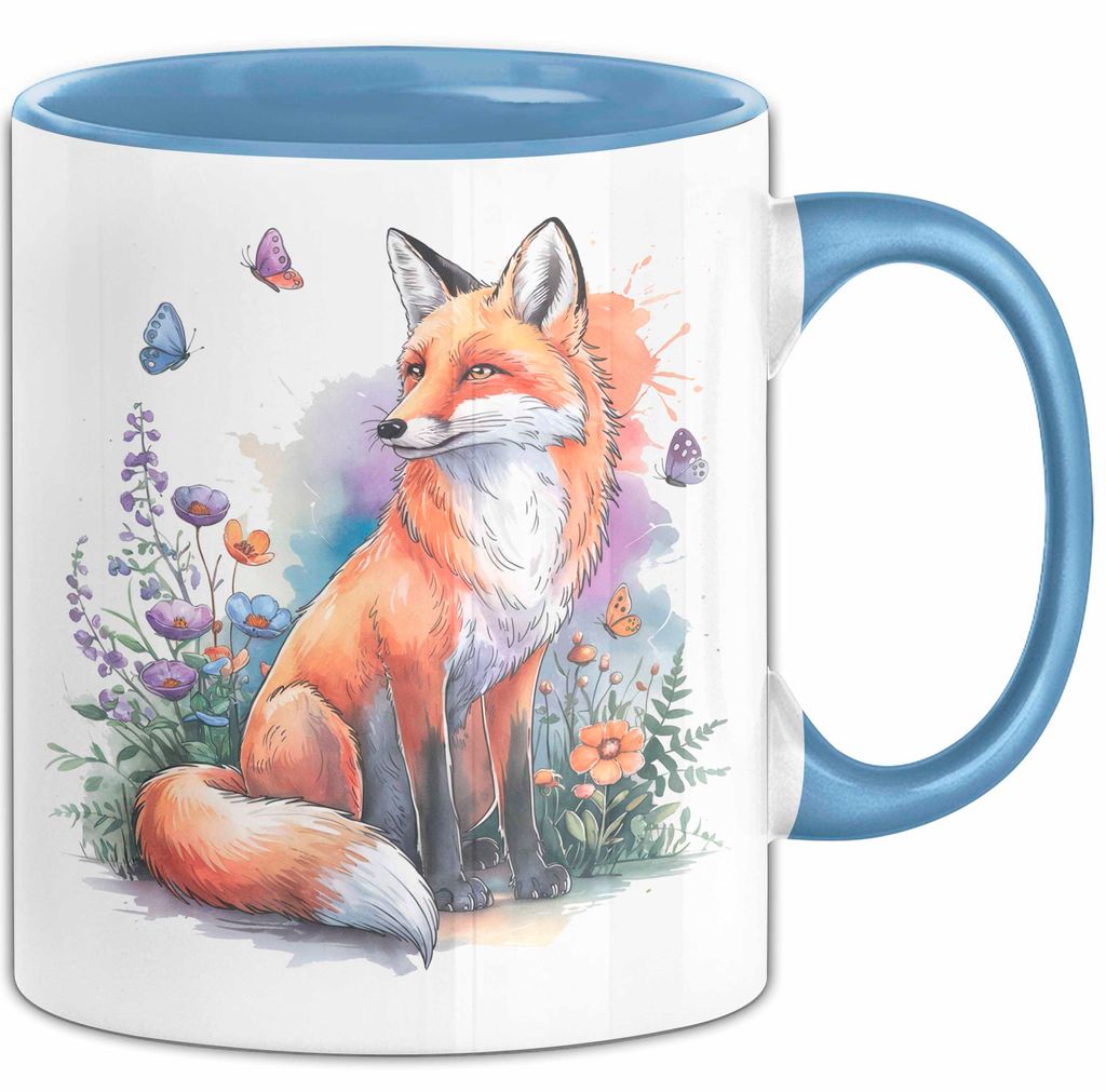 Fuchs Tierliebhaber Tasse Geschenk Lustige Geschenkidee Spruch (Blau)