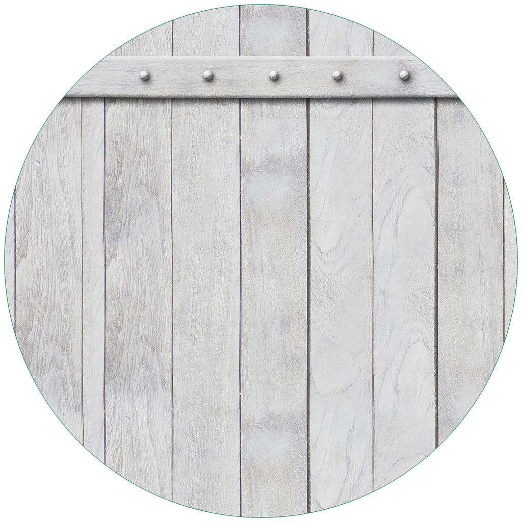 Wallario Premium Glasbild, freischwebende Optik, kräftige Farben, rund 50cm Durchmesser, Motiv Graue Holztür