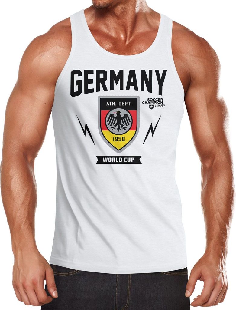 Herren WM-Shirt 2018 Deutschland Flagge Wappen Germany Retro-Look weiß L