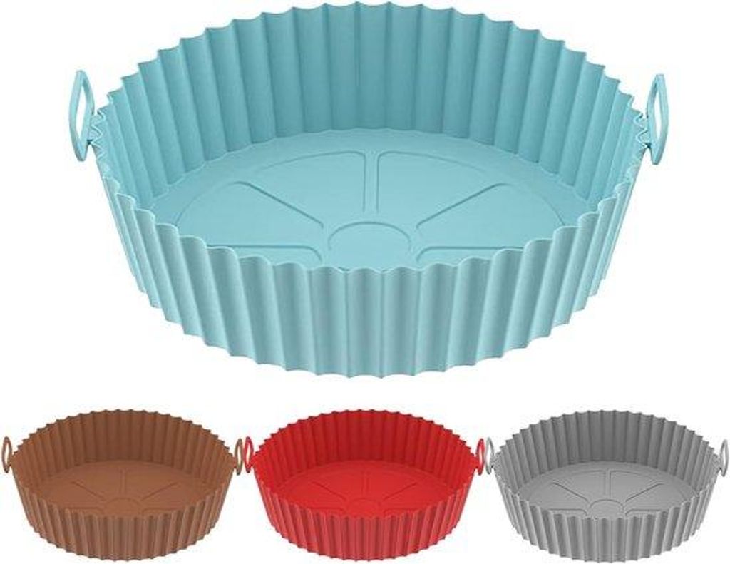 Silikonische Airfrituur Potten, 4er Set, Reusable Airfrituur Potten, Runde Airfrituur Potten, Ersatz Airfrituur Potten, Waschmaschinetauglich, nich...