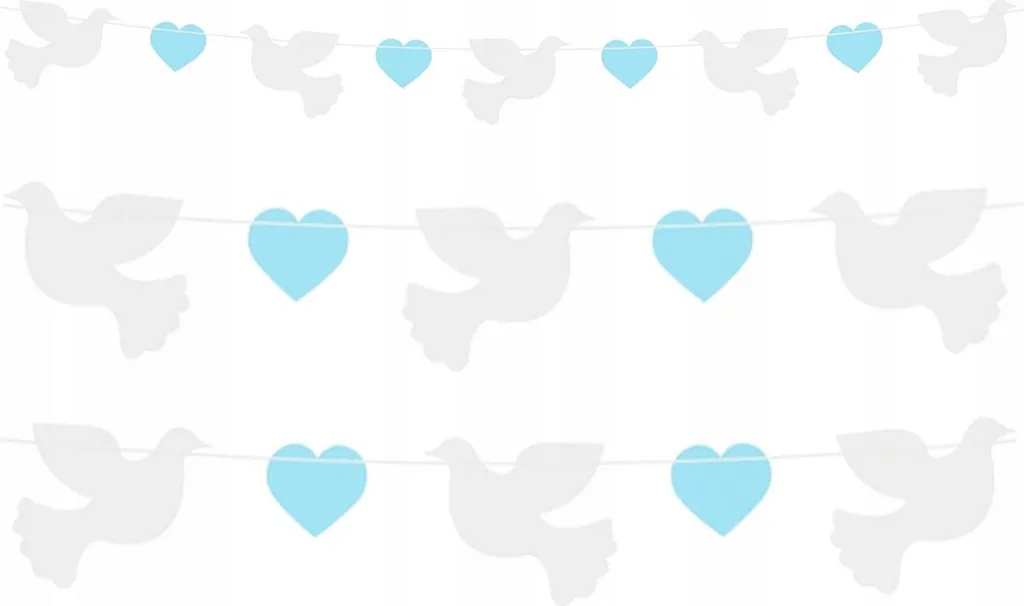 Ghirlanda Blu Colombe e Cuori 150cm | Decorazione Shabby & Dreamy