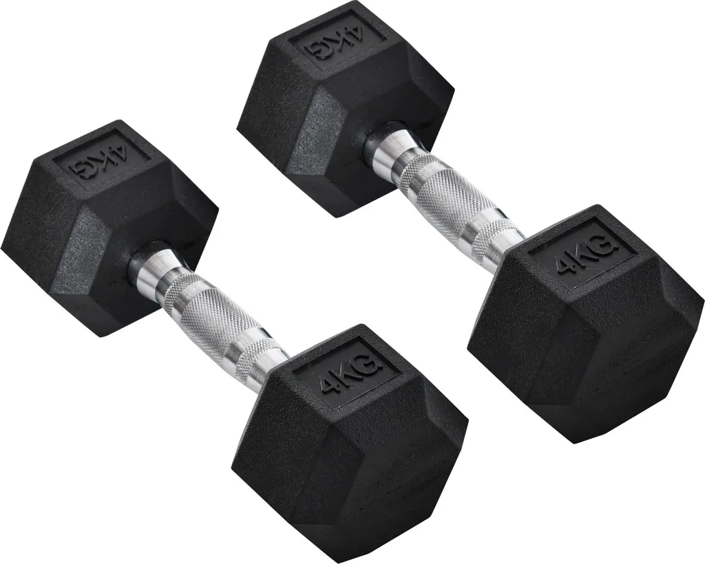 Paire d'haltères courts hexagonaux 4kg pour musculation et fitness