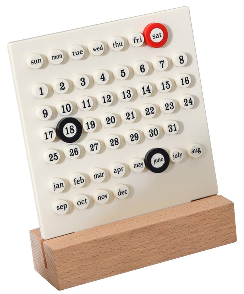 Holz-Kalender für Kinder, zum Selbermachen, handbetätigt, zur Entwicklung von Planungsfähigkeiten, ewig für Zuhause, Weiß
