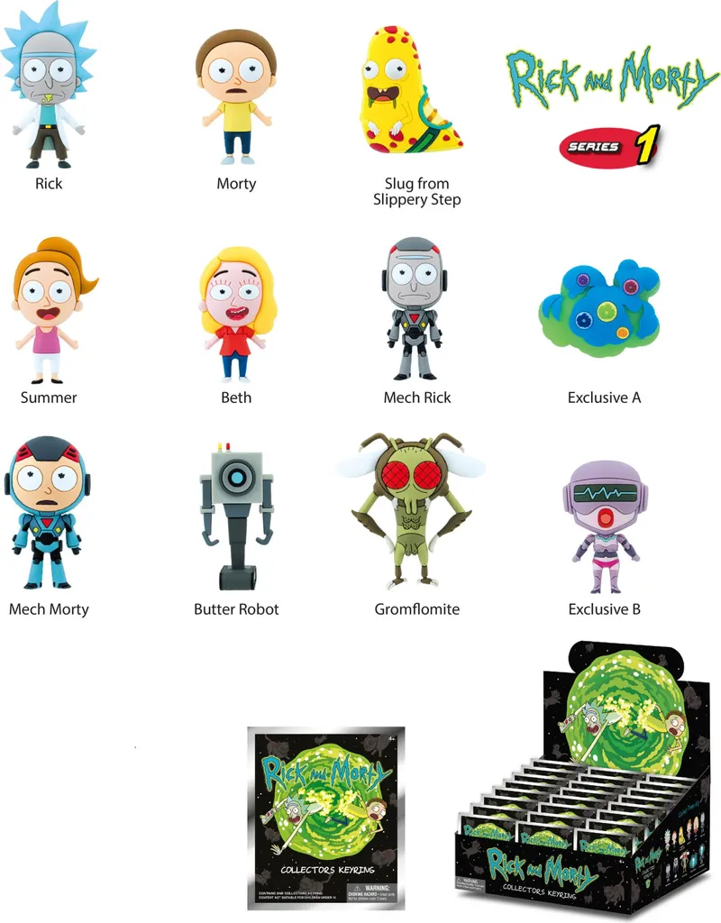 Figurines porte-clés Rick et Morty en PVC Série 1 Pack de 24 unités luxe