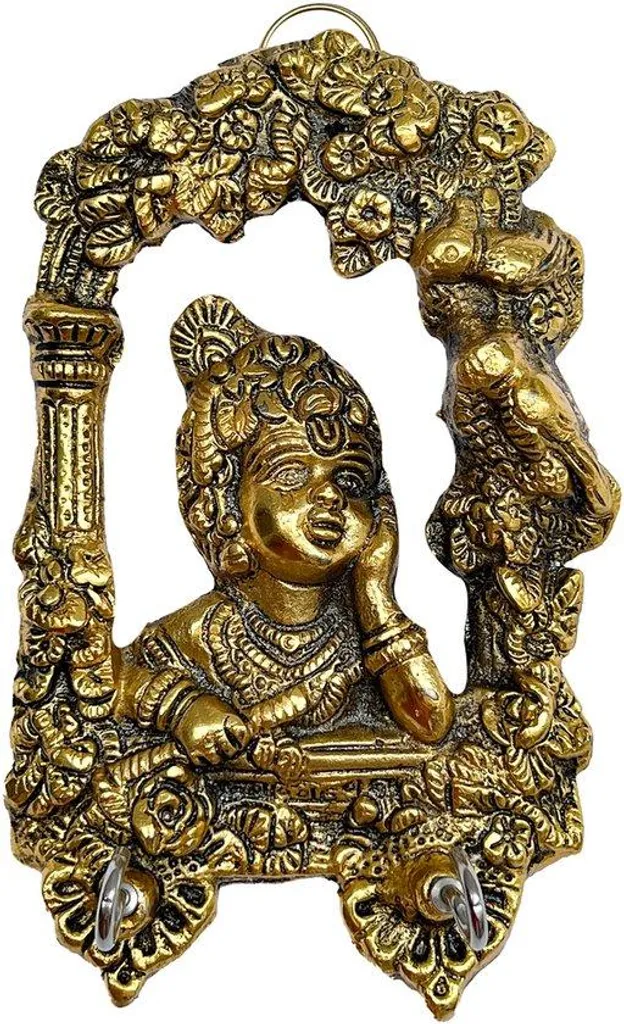 Figurine Krishna métal sculpté décoration hindoue artisanale joie amour